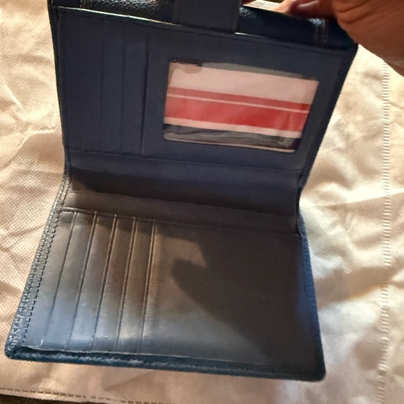 MCM Navy Leather Wallet with Gold Accents - Picture 4 of 7